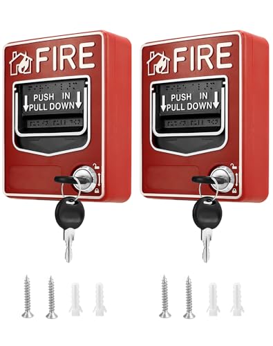 QWORK Dual Action Fire Alarm Call Point 928VDC 2Pack Wired Manual Pull Station with Key Reset for Labs Warehouses Workshops - Image 1