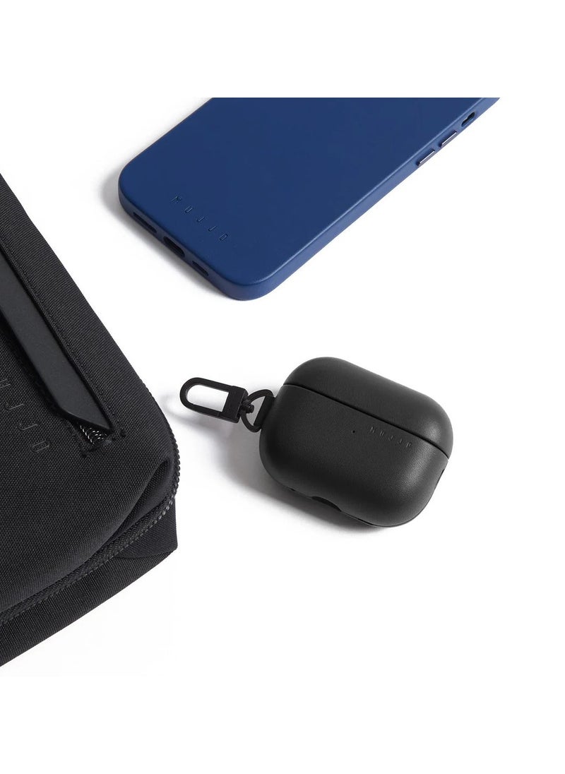 Mujjo - AirPods Pro Case (1st & 2nd Generation) Compatible with Wireless Charging, Soft UK Premium Leather Cover with Keychain Hook - Image 1
