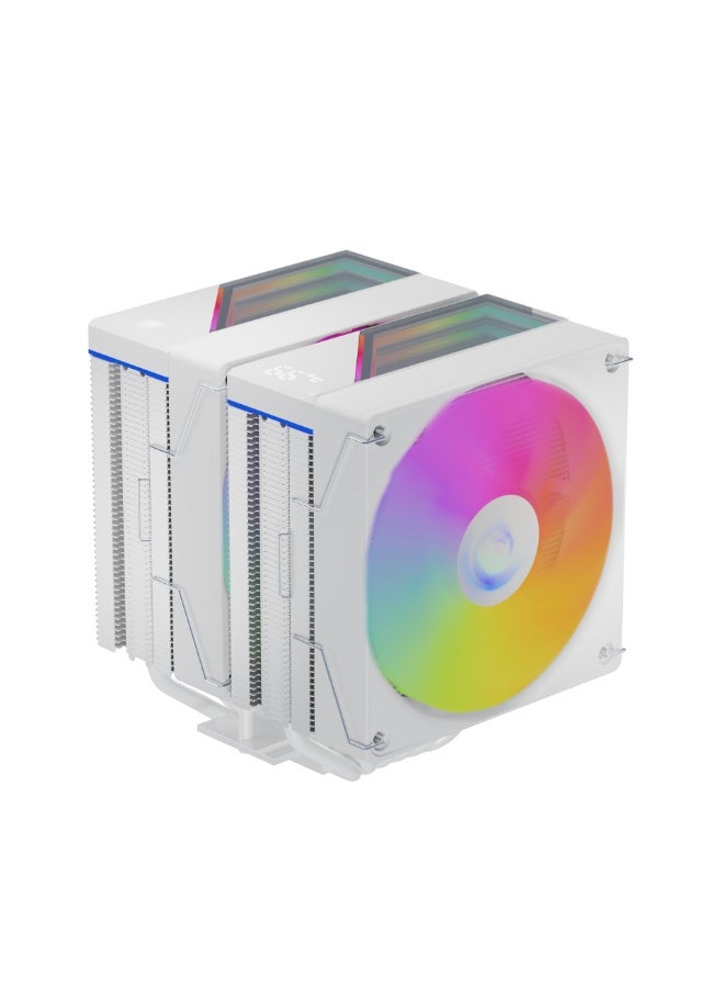 Jungle Leopard KF620 DGT ARGB CPU Air Cooler, Dual 120mm PWM Silent Fans, Digital Temperature Display, 6 Heat Pipes, for Intel LGA 115X/1200/1700/1851 and AMD AM4/AM5 (White) - Image 1