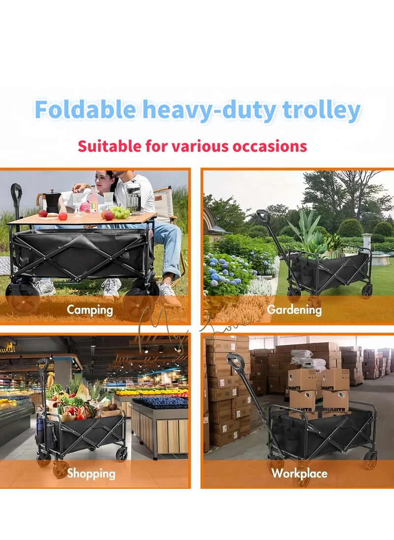 Juud - Juud Heavy-Duty Outdoor Folding Storage Cart-Collapsible Garden Trolley with Wheels & Brakes Foldable Hand Picnic cart for Camping Beach Festivals Shopping-Portable Utility Cart 80kg Capacity Easy to Carry - Image 1