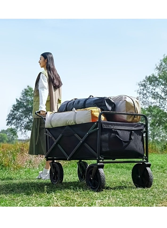 Juud - Juud Heavy-Duty Outdoor Folding Storage Cart-Collapsible Garden Trolley with Wheels & Brakes Foldable Hand Picnic cart for Camping Beach Festivals Shopping-Portable Utility Cart 80kg Capacity Easy to Carry - Image 1