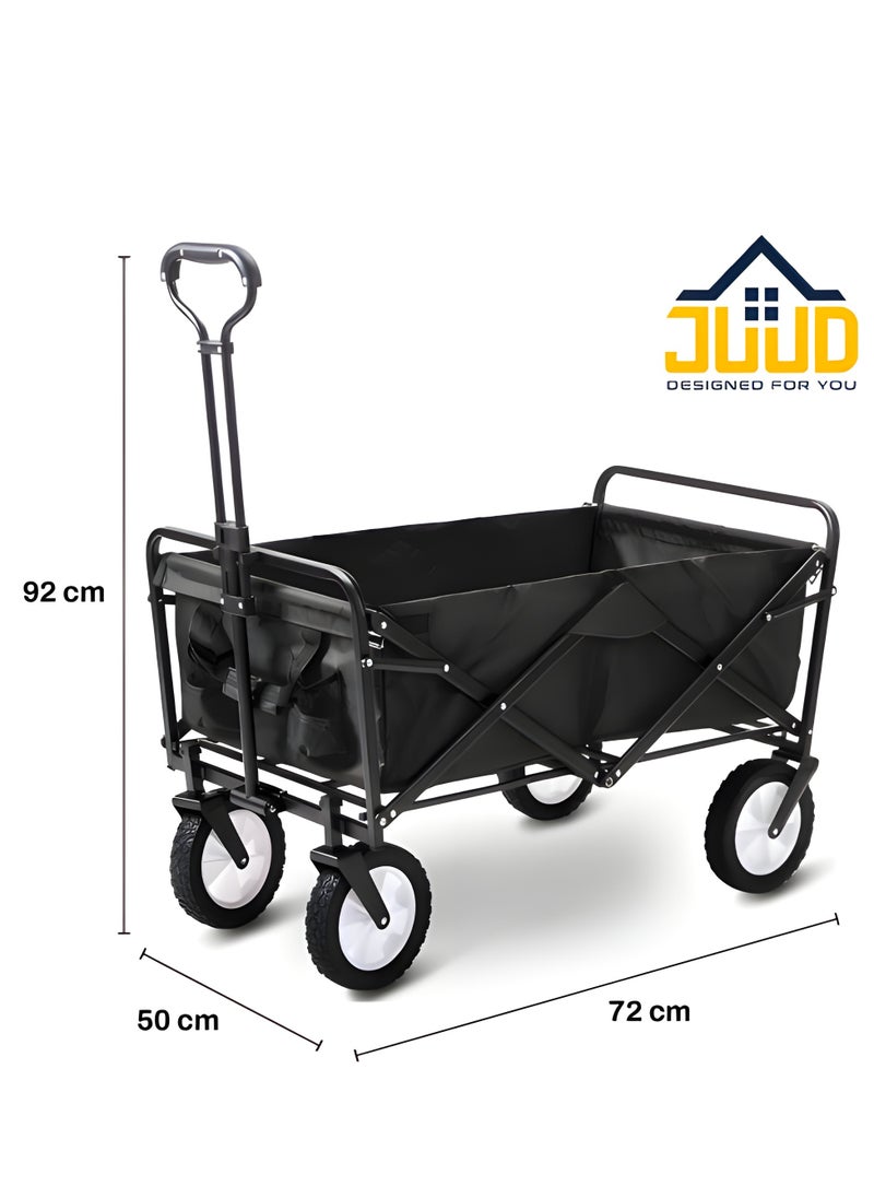 Juud - Juud Heavy-Duty Outdoor Folding Storage Cart-Collapsible Garden Trolley with Wheels & Brakes Foldable Hand Picnic cart for Camping Beach Festivals Shopping-Portable Utility Cart 80kg Capacity Easy to Carry - Image 1
