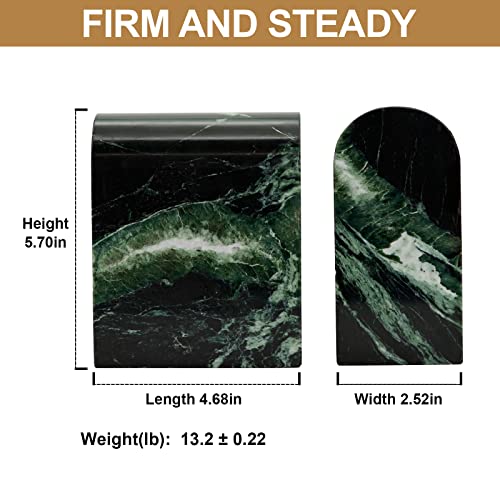 Koville Italian Natural Marble Bookends for Shelves, 13LBS Ultra Non-Slip Book Ends, Heavy Duty Marble Book Holders Organizer, Bookshelf Apartment Decor for Movies/CDs/Video Games(Verde Remeggiato) - Image 5