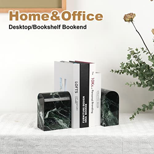Koville Italian Natural Marble Bookends for Shelves, 13LBS Ultra Non-Slip Book Ends, Heavy Duty Marble Book Holders Organizer, Bookshelf Apartment Decor for Movies/CDs/Video Games(Verde Remeggiato) - Image 3