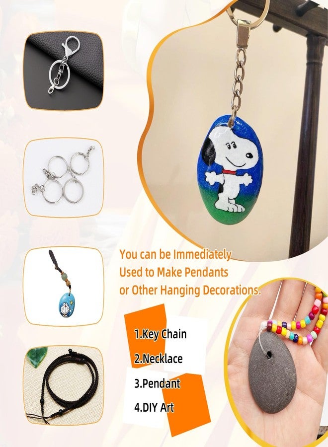 Lifetop 10PCS Drilled Small Flat River Rocks for Painting, 1.5"-2.0" Craft Rocks for Painting, Plain Pebbles Art, River Rock Pendants,DIY Rocks - Image 4