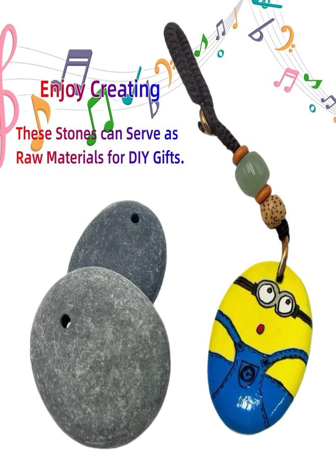 Lifetop 10PCS Drilled Small Flat River Rocks for Painting, 1.5"-2.0" Craft Rocks for Painting, Plain Pebbles Art, River Rock Pendants,DIY Rocks - Image 2