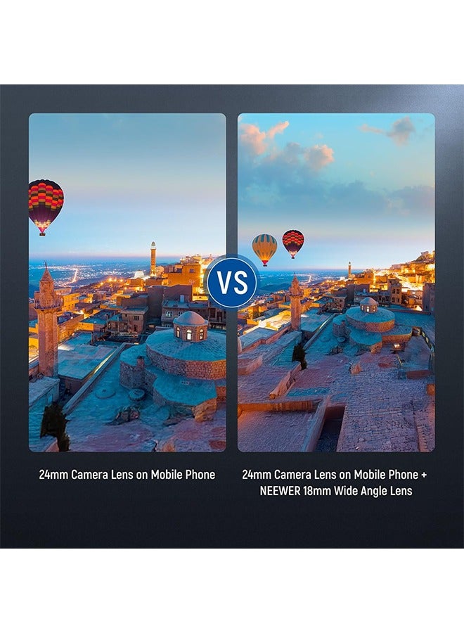 NEEWER 18mm 100° Wide Angle Lens 0.5X Magnification with 17mm Thread Phone Lens Clip u0026 67mm Filter Adapter Ring, Also for Phone Cage/Phone Case/Phone Clamp/Backplate, LS-42 PRO - Image 3