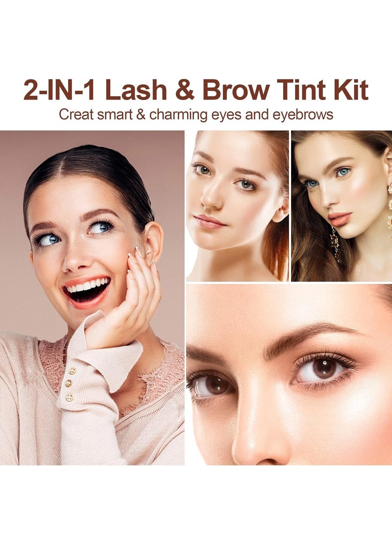 إيكونساين 2-In-1 Eyelash  Eyebrow Kit, Professional Lash  Brow Coloring Kit, Lasting for 4-6 Weeks DIY Hair Color for Home Salon Use 7ml Light Brown/Orange - Image 2