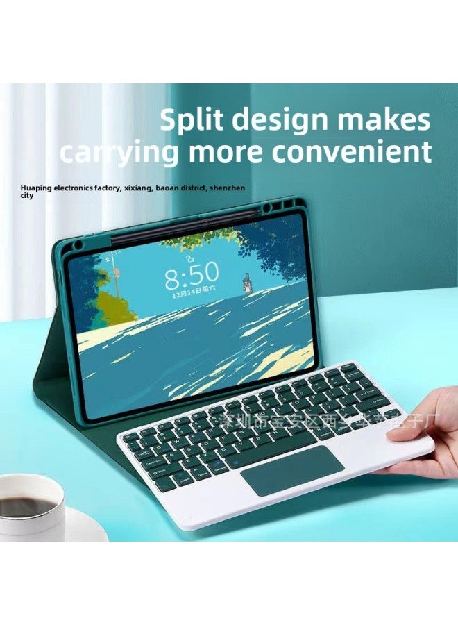 Suitable For Xiaomi 6Pro Upper Pen Slot Bluetooth Keyboard Leather Case Matepad11.5 Miaocontrol Keyboard Case Red Mi SE-Color:Dark Purple Ordinary Backlit Keyboard And Mouse Suit  Upper Pen Slot  Up - Image 3
