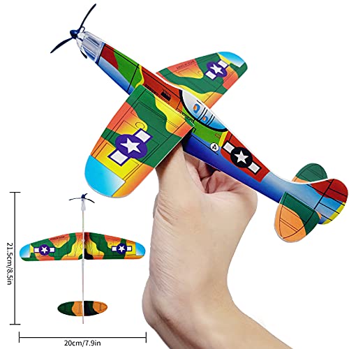 Visen 8" Airplane Toy,12 Different Designs Planes Toys For Boys,Foam Glider Planes Toys,Birthday Favors Lightweight Paper Airplanes,Individually Packed Outdoor Flying Toys,Party Favors For kids 8-12(12 PCS) - Image 2
