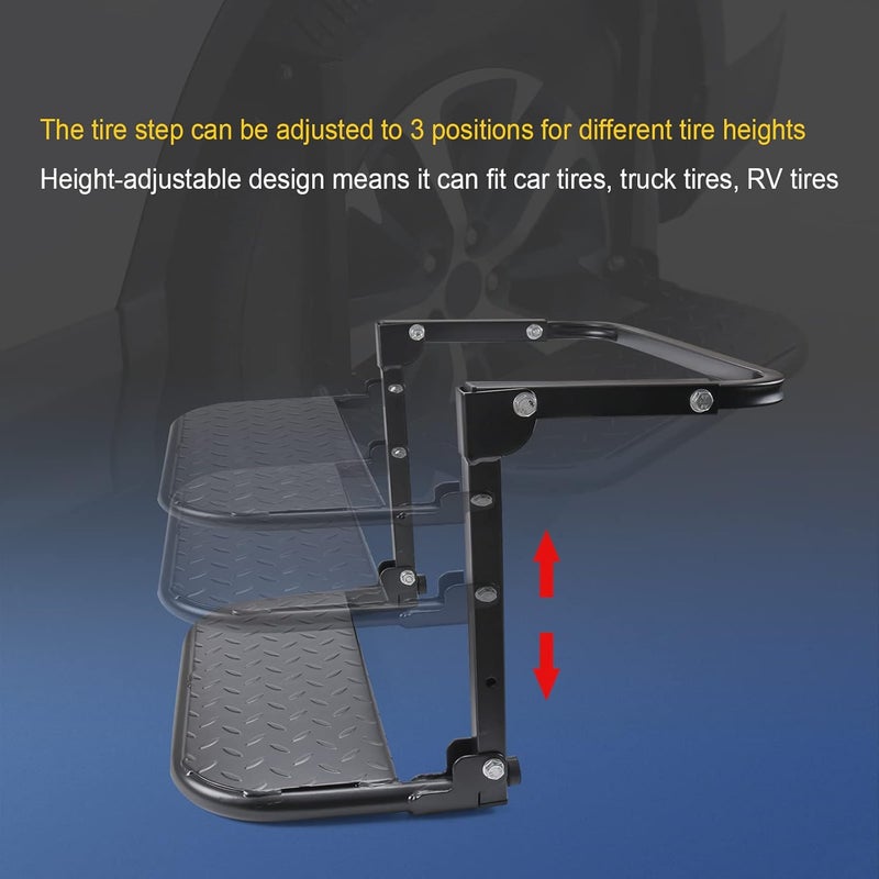DICMIC Folding Heavy Duty Tire Step for Truck, SUV and RV - Image 4