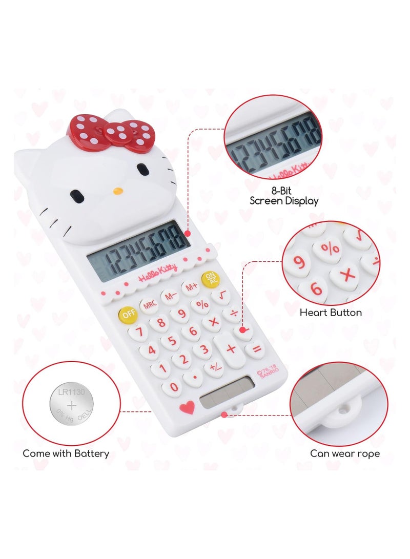 عام آلة حاسبة لطيفة على شكل هيلو كيتي، بقياس 5.9 * 2.6 بوصة، تعمل بالبطارية (مشمولة)، شاشة LCD مكونة من 8 أرقام، آلة حاسبة للأطفال، آلة حاسبة مدرسية، آلة حاسبة ميني، آلة حاسبة كرتونية، آلة حاسبة محمولة - Image 3