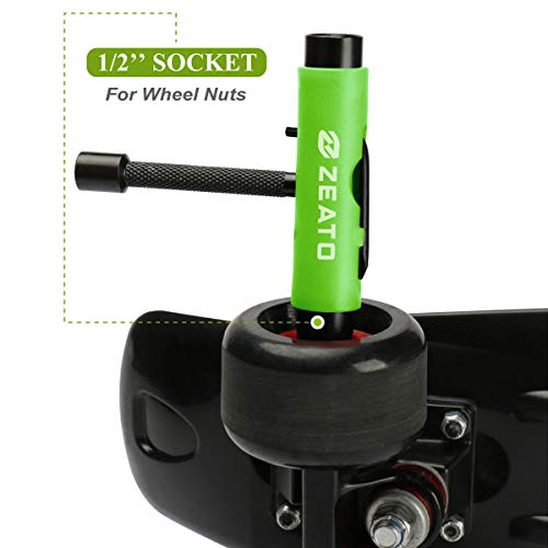 Zeato [Upgrade Version] All-In-One Skate Tools Multi-function Portable Skateboard T Tool Accessory with T-type Allen Key and L-type Phillips Head Wrench Screwdriver - Green - Image 4