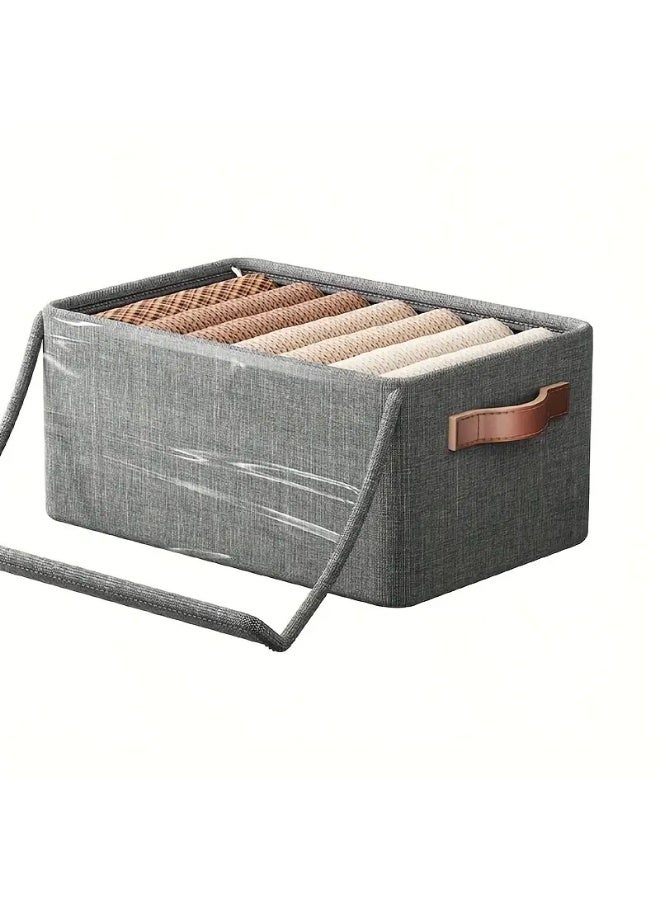 Stackable storage boxes with clear lids, collapsible Oxford cloth cube organizer baskets, garment containers for towels, blankets, and books, light gray - size XL - Image 2