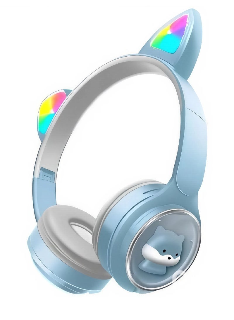 ماركة غير محددة سماعات رأس لاسلكية للأطفال M31 بتصميم أذن قطة لطيفة مزودة بتقنية البلوتوث قابلة للطي مع أضواء LED RGB - Image 1