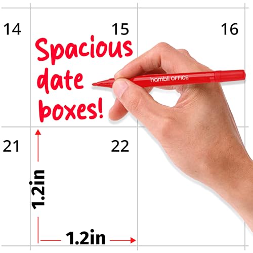 Hambli Academic Planner 2025-2026 – Dry Erase Academic Wall Calendar 2025-2026 - 12 Month Office, University, Teacher, School Year Calendar 2025-2026 – Boxes Edition - Image 4