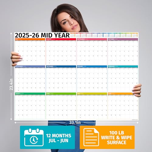 Hambli Academic Planner 2025-2026 – Dry Erase Academic Wall Calendar 2025-2026 - 12 Month Office, University, Teacher, School Year Calendar 2025-2026 – Boxes Edition - Image 2