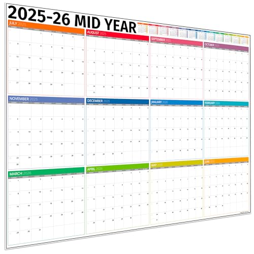 Hambli Academic Planner 2025-2026 – Dry Erase Academic Wall Calendar 2025-2026 - 12 Month Office, University, Teacher, School Year Calendar 2025-2026 – Boxes Edition - Image 1