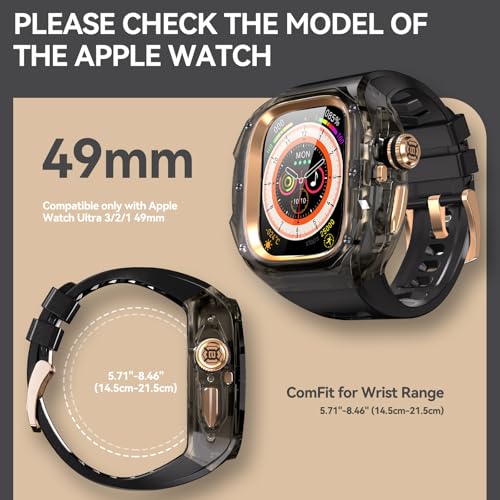 YOGRE for Apple Watch Ultra 321 49mm Case Rugged Case with Band for Apple Watch 49mm OneClick Open Design and Military Grade Shockproof Bumper Cover for Men and Women Black and Rose Gold - Image 3