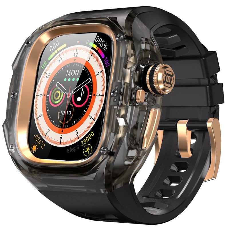 YOGRE for Apple Watch Ultra 321 49mm Case Rugged Case with Band for Apple Watch 49mm OneClick Open Design and Military Grade Shockproof Bumper Cover for Men and Women Black and Rose Gold - Image 2