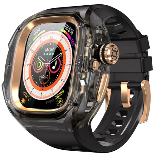 YOGRE for Apple Watch Ultra 321 49mm Case Rugged Case with Band for Apple Watch 49mm OneClick Open Design and Military Grade Shockproof Bumper Cover for Men and Women Black and Rose Gold - Image 1