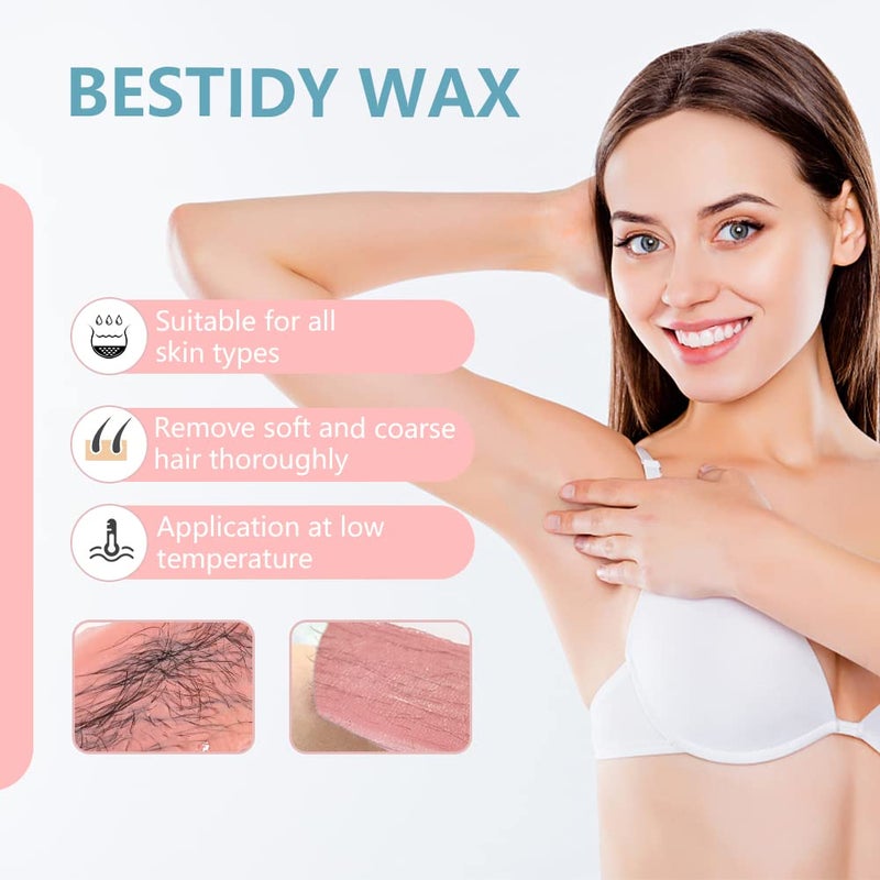 Bestidy Wax Bead, Waxing beans for Hair Removal, Women Men, Home Waxing for All Body and Brazilian Bikini Areas (Pink-500g) - Image 2