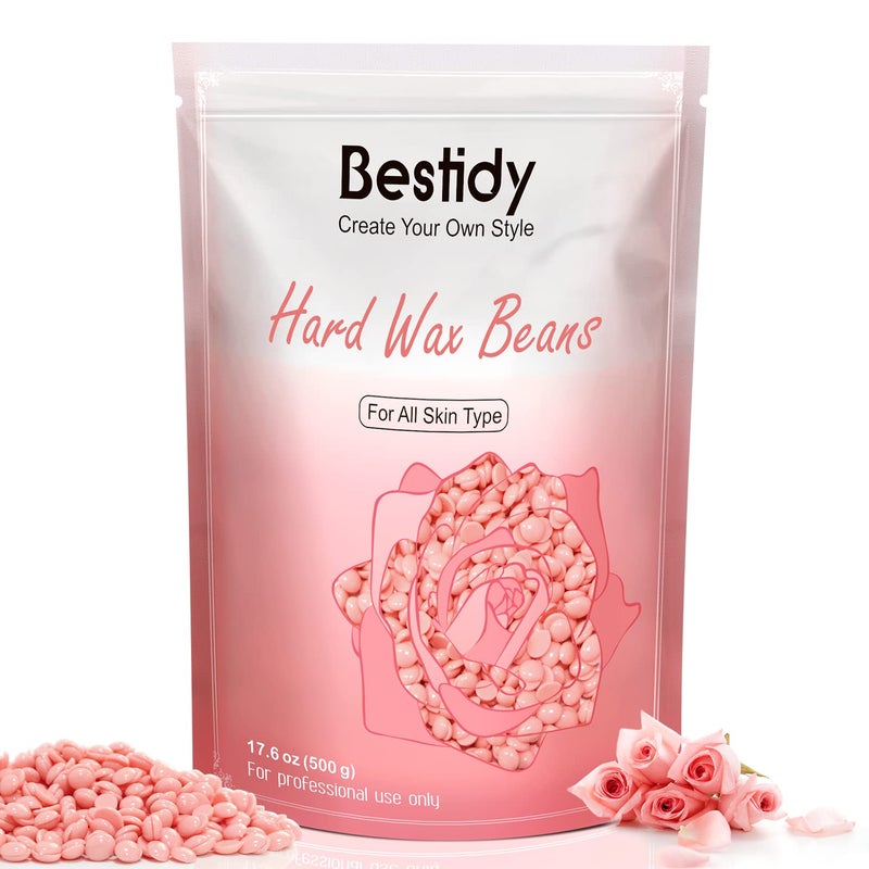 Bestidy Wax Bead, Waxing beans for Hair Removal, Women Men, Home Waxing for All Body and Brazilian Bikini Areas (Pink-500g) - Image 1