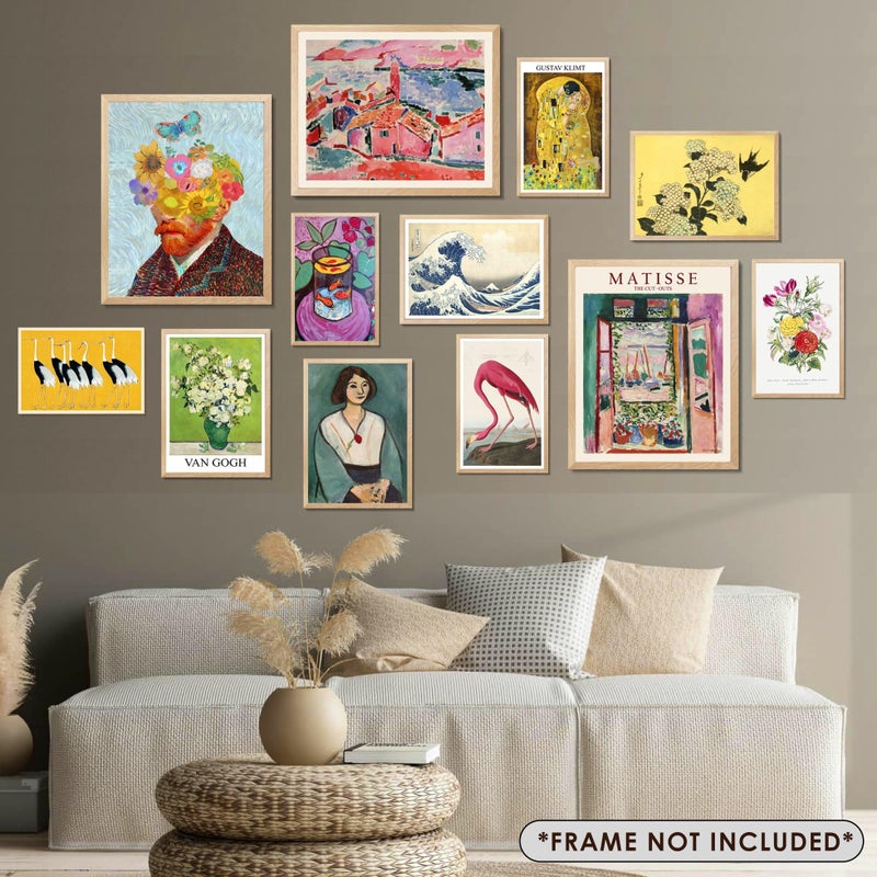 Lanchi95 12 PCS Declectic Wall Decor Decored Decored Decor Decor Maximalist Vintage Eclectic Wall Art Prints Colorful Boho Gallery Prints Wall Art Prints for Bedroom ( - Image 5