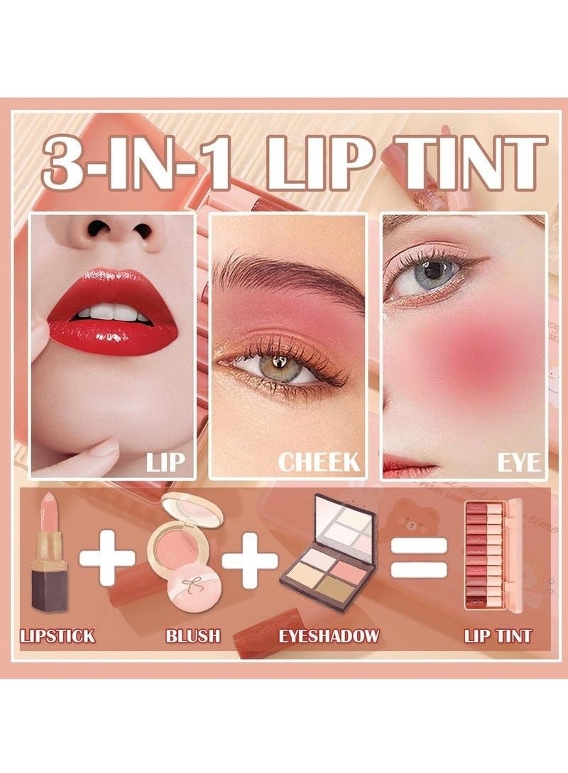 Dragon Ranee 10 Colors Lip Gloss Set, Korean Lip Tint Stain, Natural Moisturizing Lip Gloss, Mini Liquid Lipstick, Long-Lasting Hydrating Lip Plumping Gloss, Multi-Use Lip and Cheek Tint Stain - Image 3