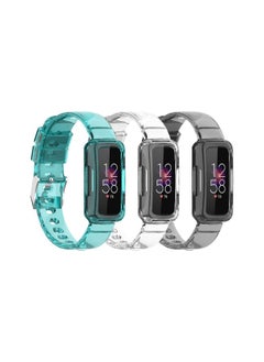 Replacement Strap, Compatible with Fitbit Ace 3 Bands for Kids, Soft Silicone Wristband Waterproof Adjustable Bracelet Watch Band for Fitbit Ace 3 Boys Girls Blue Black Clear