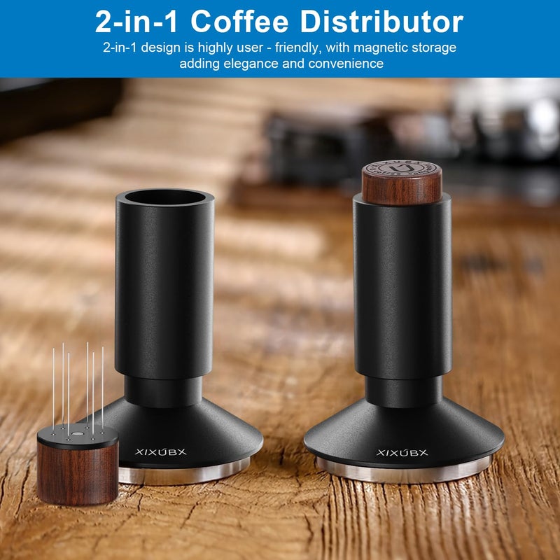 XIXUBX 51mm Espresso Tamper & Magnetic WDT Tool, Barista Cofee Tamper with Spring Loaded, Anodized Aluminum Alloy Handle, Stainless Steel Corrugated Base with Cover for Portafilter Basket - Image 4