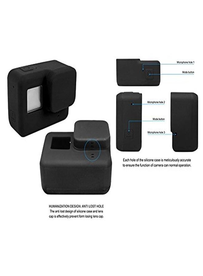 Action Pro Silicone Rubber Case + Lens Protective Cap Cover Compatible with GoPro Hero 7 6 5 Action Camera (Black) - Image 4