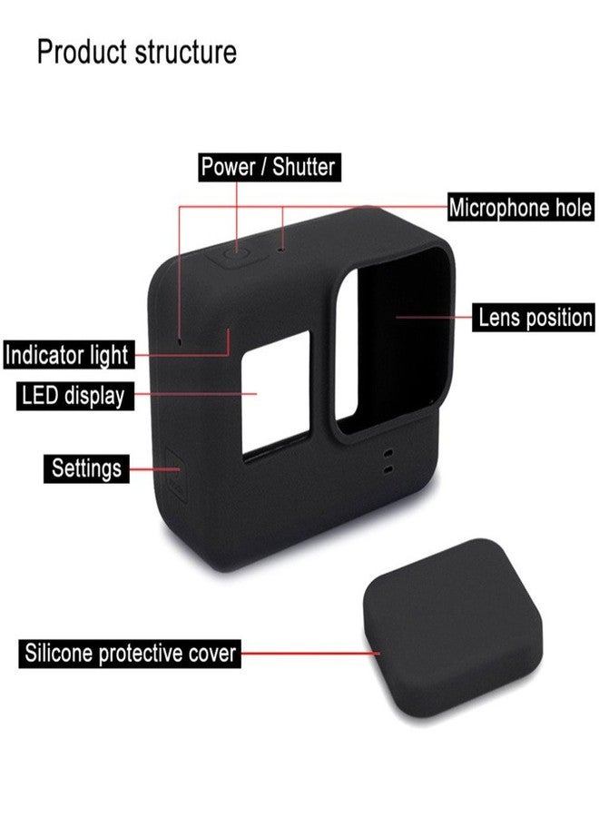 Action Pro Silicone Rubber Case + Lens Protective Cap Cover Compatible with GoPro Hero 7 6 5 Action Camera (Black) - Image 5