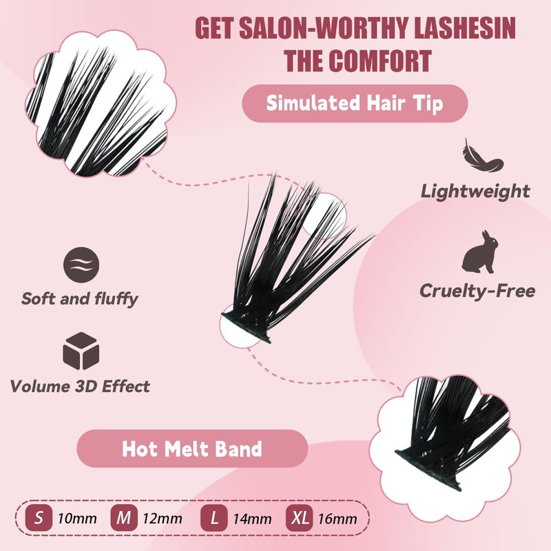 Azenlo Natural Lash Clusters Kit Wispy Eyelash Clusters 120 pcs Cluster Eyelash Extensions C Curl Individual Lashes 10-16 mm Mix Length Natural Look (Left&Right 80D KIT 120Pcs) - Image 2