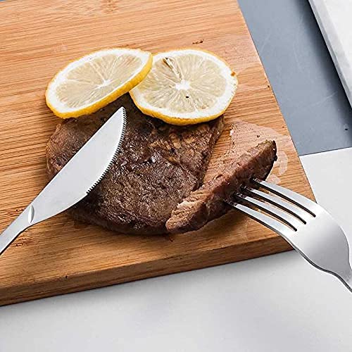 DANSR DANSR Wooden Silver Flatware Royal 5 Piece Matte Wooden Handle 1810 Stainless Steel Tableware Sets for 1 Including Forks Spoons Knives Camping Silverware Travel Utensils Set Cutlery Wooden Silver  - Image 5