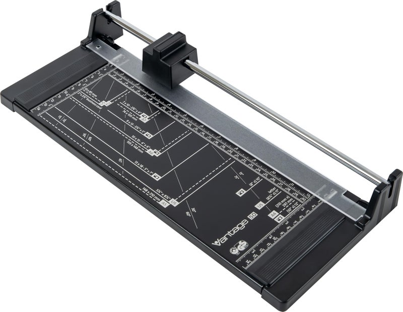 Vantage Dahle Vantage 50 Rotary Trimmer, 12" Cut Length, 5 Sheet Capacity, Self-Sharpening, Automatic Clamp, German Engineered Paper Cutter - Image 1