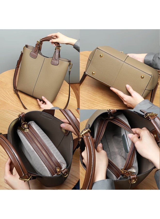 Viney Leather Handbag For Women, Large Capacity Bucket Bag, Luxury Tote Bag, Birthday Gift For Girlfriend On Qixi Festival And Valentine's Day - Image 3