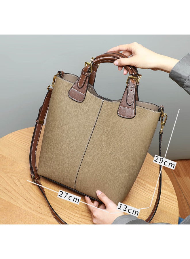 Viney Leather Handbag For Women, Large Capacity Bucket Bag, Luxury Tote Bag, Birthday Gift For Girlfriend On Qixi Festival And Valentine's Day - Image 2