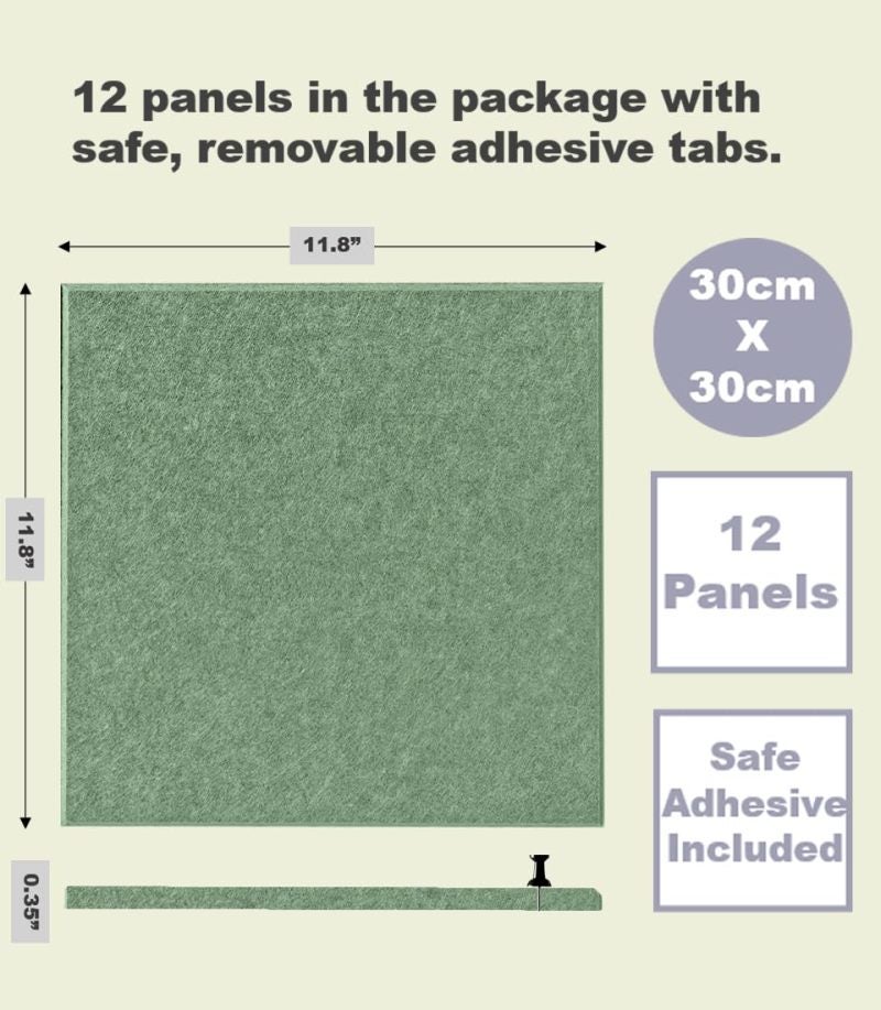 لوحات لوحة الشعر الكبيرة: 12 قطعة من ألواح الشعر الخضراء عالية الكثافة بحجم 11.8 × 11.8 بوصة - تركيز لاصق قوي خالي من البقايا، لوحة إعلانات مقوّمة الحجم يمكن تخصيصها للمساحات التجارية والفصول الدراسية والمكاتب المنزلية - Image 3