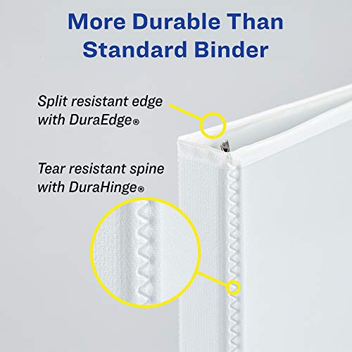 Avery 3" Heavy-Duty View 3 Ring Binders, One Touch Slant Rings, 700-Sheet Capacity, White, 4 Pack (79745) - Image 3
