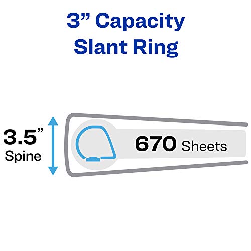 Avery 3" Heavy-Duty View 3 Ring Binders, One Touch Slant Rings, 700-Sheet Capacity, White, 4 Pack (79745) - Image 2