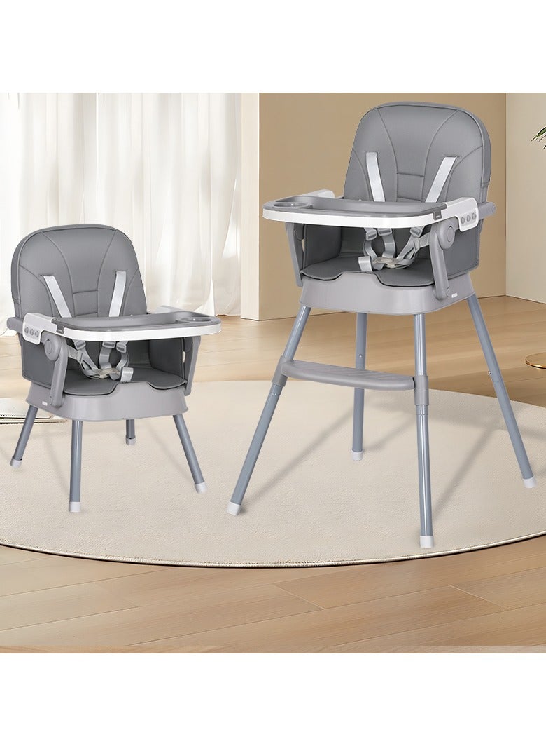 فول جوي كرسي طعام مرتفع قابل للتعديل للأطفال 4* 1 ، مقعد معزز لكرسي تغذية الأطفال,حزام أمان ,مسند قدم مع صينية قابلة للفصل ,كرسي عالٍ قابل للطي للأطفال الصغار من عمر 6 أشهر إلى 4 سنوات - Image 1