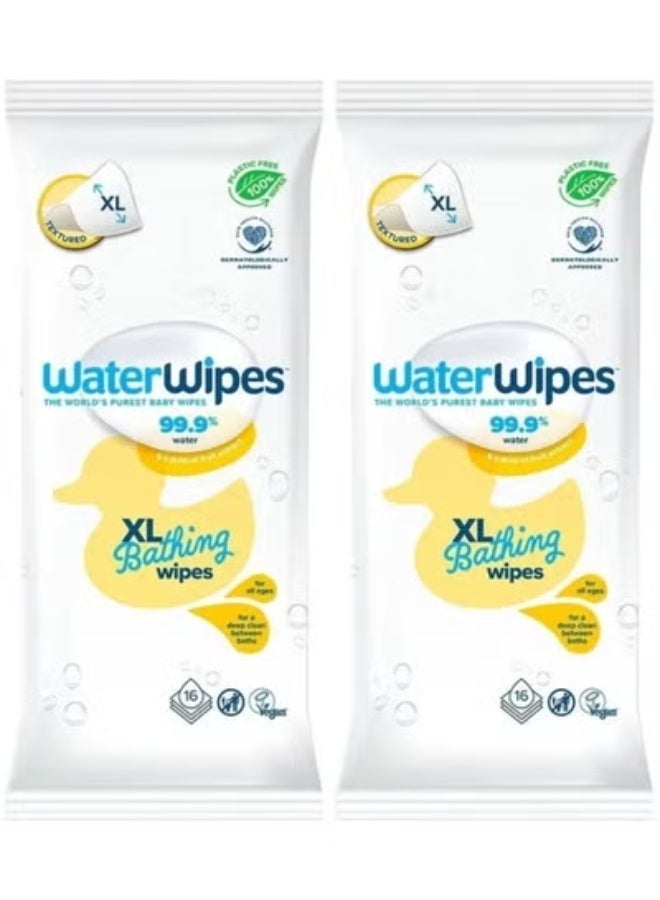 ووتر وايبس مناديل استحمام للأطفال من ووتر وايبس، مقاس XL، خالية من البلاستيك، مناديل مبللة لكامل الجسم (عبوة من 16 منديل) - Image 1