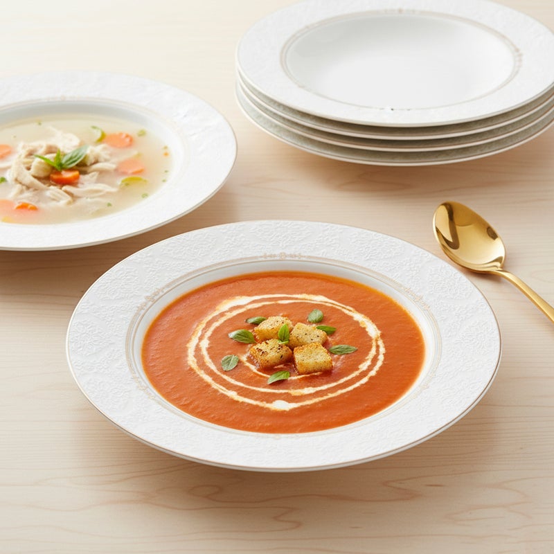 Shallow ISLA New Bone China Soup Plate 22 cm -  6 piece Set  Classic White Deep Plate for Soups & Pasta, Elegant Tableware for Daily Use, Brunch, Ramadan, Eid, Diwali & Gifting (Set of 6) - Image 3