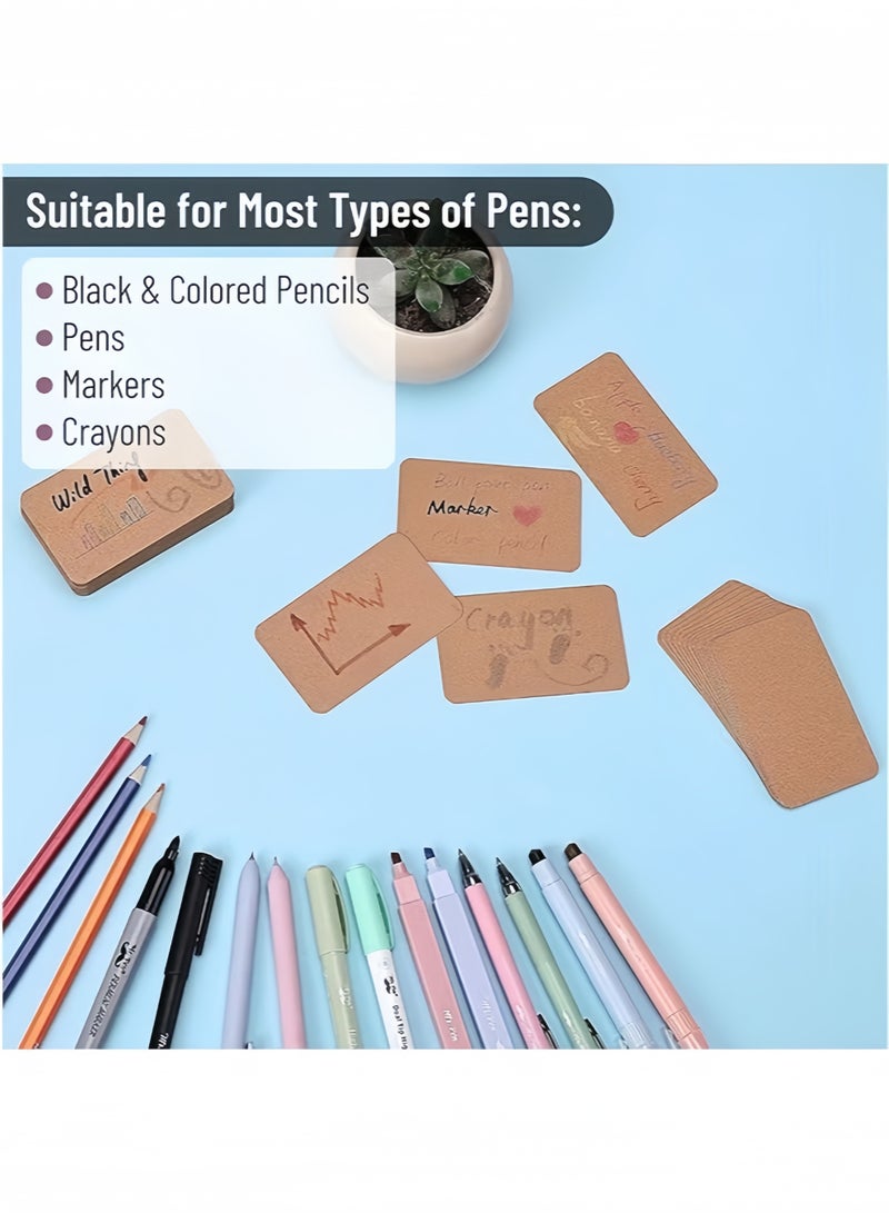 200Pcs Blank Business Card, Kraft Paper Learning Card, Note Card, Thanksgiving Day Message Gift Card (White, Cowhide color) - Image 4