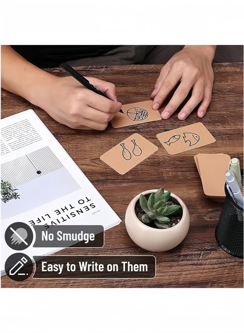 200Pcs Blank Business Card, Kraft Paper Learning Card, Note Card, Thanksgiving Day Message Gift Card (White, Cowhide color) - Image 3