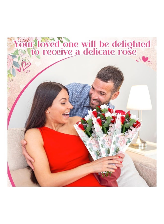 100 قطعة أكياس زهور لباقة القلوب المحبة، أكياس بلاستيكية لزهور السيلوفان، كيس تغليف باقة الزهور لمستلزمات عيد الأم، الزفاف، وتخرج، بأبعاد 3.5 × 11 × 17.7 بوصة (وردية) - Image 5
