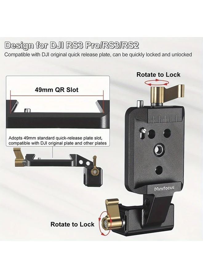 حامل الكاميرا العمودي Minifocus Pro أسود من سبائك الألومنيوم، لوحة الإطلاق السريع، جيمبل متوافق مع DJI Ronin RS3 و RS3 Pro - Image 5