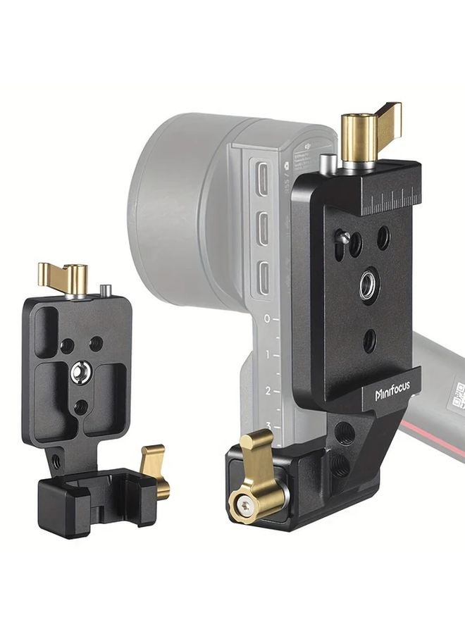 حامل الكاميرا العمودي Minifocus Pro أسود من سبائك الألومنيوم، لوحة الإطلاق السريع، جيمبل متوافق مع DJI Ronin RS3 و RS3 Pro - Image 2