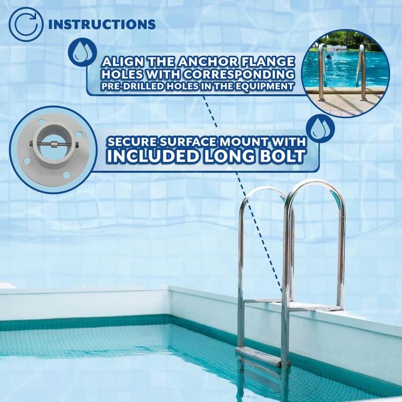 Poolzilla 2-Pack Deck Anchor Flange in White, Diameter of 1 7/8", Made of High Grade Cast Aluminum - Image 4